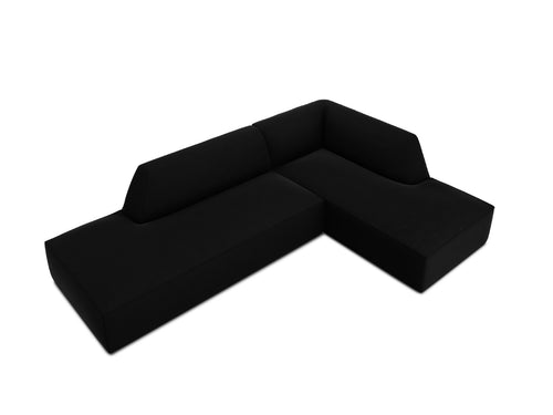 Micadoni rechter hoekbank Ruby 4-zits, flueel, zwart - 180x273x69cm