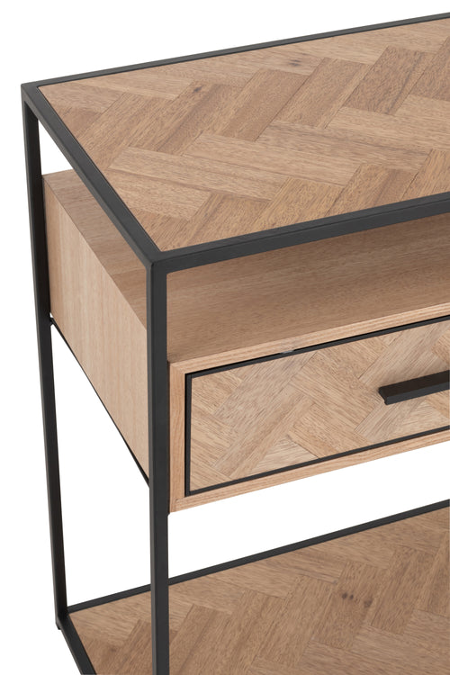 J-Line console Zigzag 2 Lades - hout/metaal - naturel/zwart - vtwonen shop
