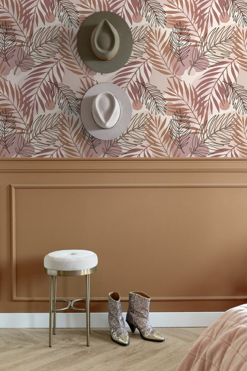 ESTAhome behang bladeren beige en oudroze - 50 x 900 cm - 139821 - vtwonen shop