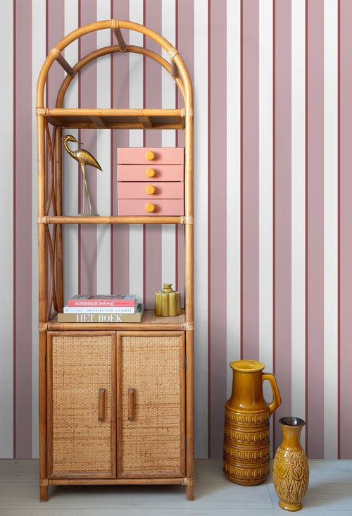 ESTAhome behang strepen mauve paars en wit - 50 x 900 cm - 131908