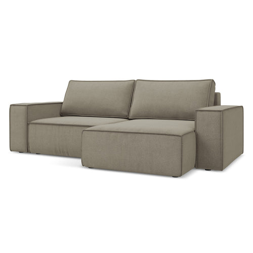 LaMiaSofa hoekbank rechts Livorno - textuurstof - donkerbeige - 257x148x82