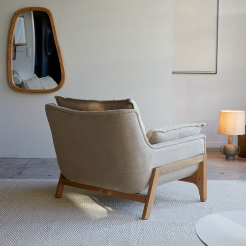 Tikamoon Fauteuil van massief eikenhout en linnen - Beige - vtwonen shop