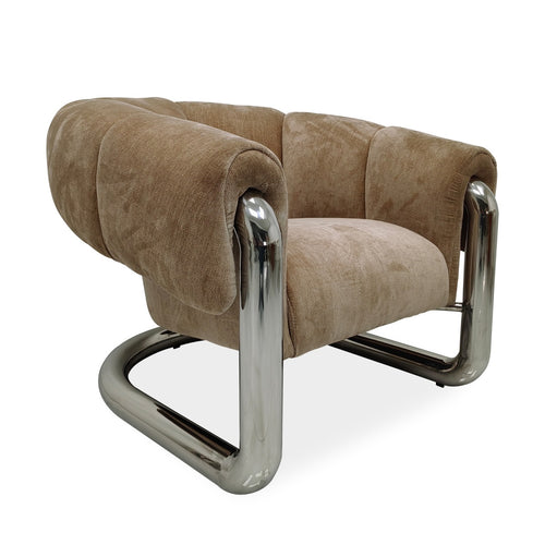 DÉJA Living Fauteuil Leka - Beige/Chrome Stof - 98x96x79cm - vtwonen shop