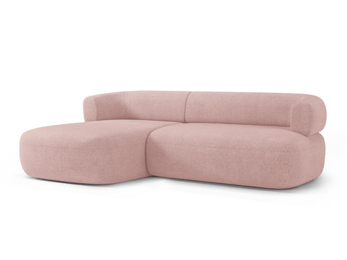 Micadoni linker hoekbank Jenny 5-zits, boucle poederroze - 145x225x73cm