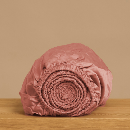 Coco & Cici - Tencel Sateen Hoeslaken 200 x 200 cm - 2 Persoons Beddengoed - Lyocell - Elastiek Rondom - Terra Roze - Extra Zacht