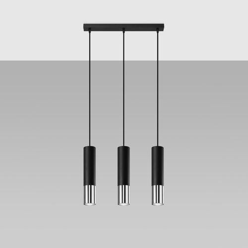 Sollux Lighting Hanglamp LOOPEZ 3L zwart/chroom - 45x6x90cm