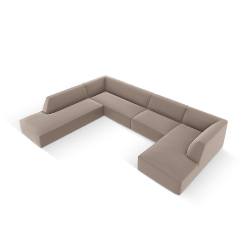 Cosmopolitan Design - Modulaire panoramische hoekbank links Siena 7-zits, imitatieleer lichtbruin - 273x366x69cm