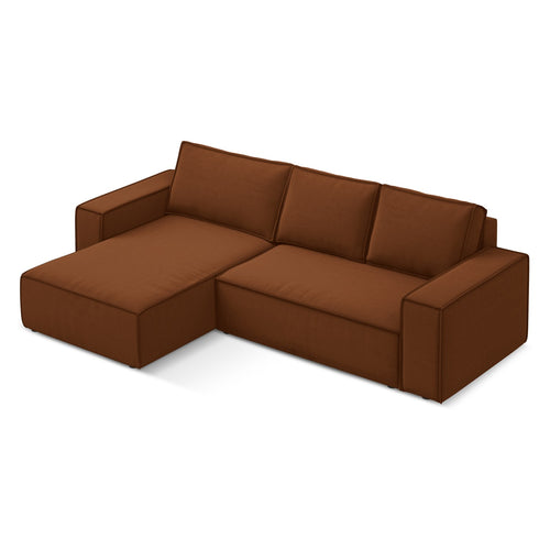 LaMiaSofa hoekbank links Livorno - velours - terracotta - 290x185x82