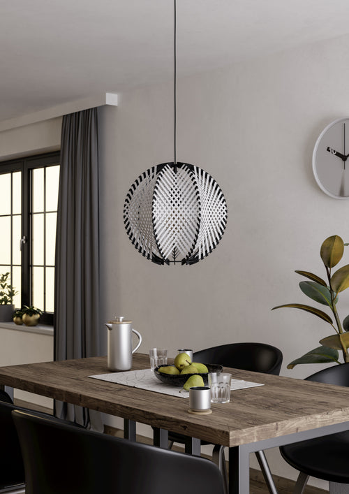EGLO hanglamp Waverton - e27 - ø 40 cm - zwart/wit - textiel