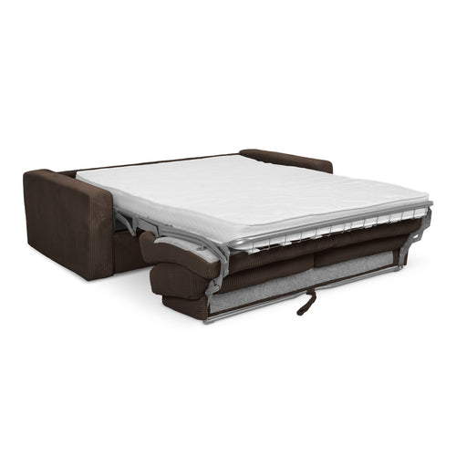 LaMiaSofa 3-zits slaapbank Como - ribfluweel - chocolade - 195x100x80