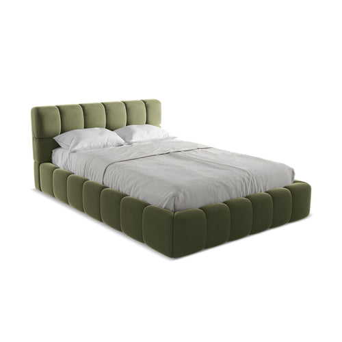 LaMiaSofa Bed met opbergruimte Roma - velours - olijf - 160x228x82