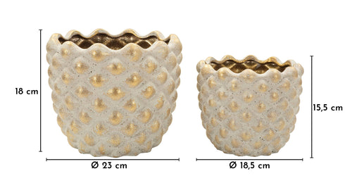Mauro Ferretti cachepot - set van 2 - Ø 23x18 - 18,5x15,5 cm - bruin