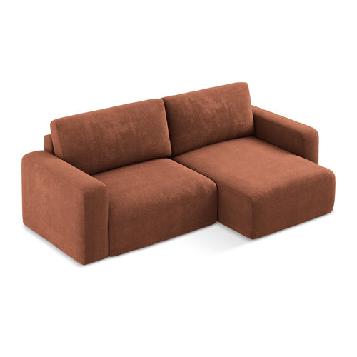 LaMiaSofa hoekbank rechts Ostia - chenille stof - terracotta - 244x149x79