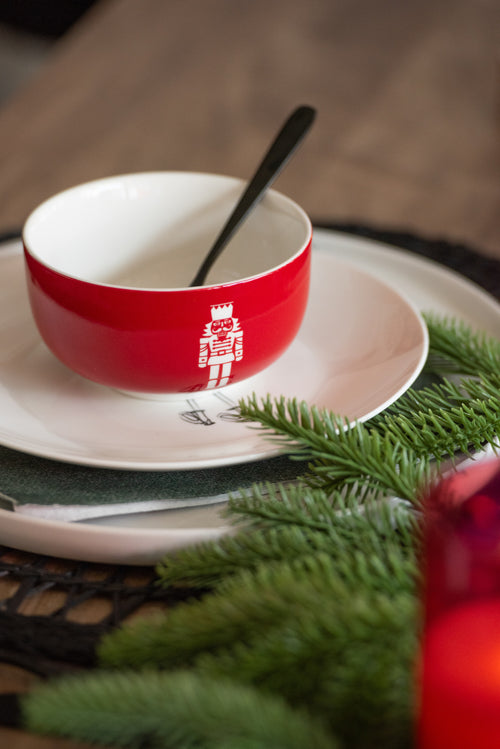 J-Line kom + sokkel Notenkraker - metaal/keramiek - rood - doos van 4 - vtwonen shop