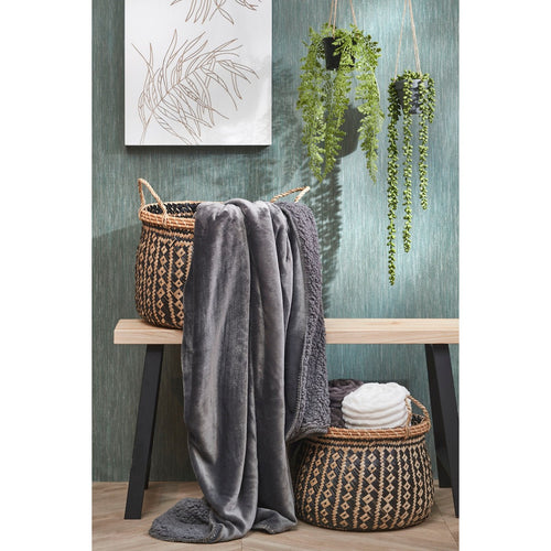 Mica Decorations Mardy Fleece Plaid - L200 x B150 cm - Polyester - Antraciet