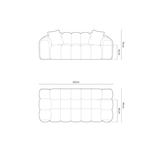 Cosmopolitan Design - Bank Treno 3-zits, chenille lichtgrijs - 94x210x70cm