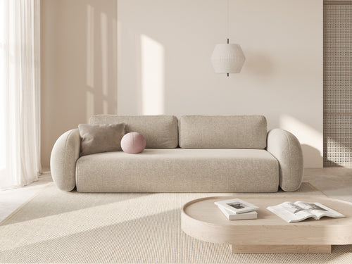Cosmopolitan Design Slaapbank met opbergdoos Tonale 3-zits, chenille donkerbeige - 105x262x88cm