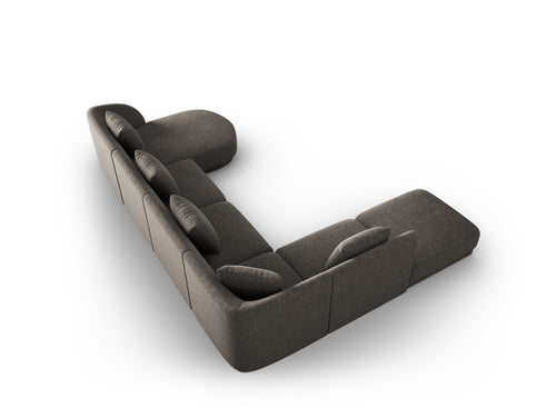 Cosmopolitan Design Panoramische hoekbank links Tulum 6-zits, chenille, grijs - 255x330x70cm