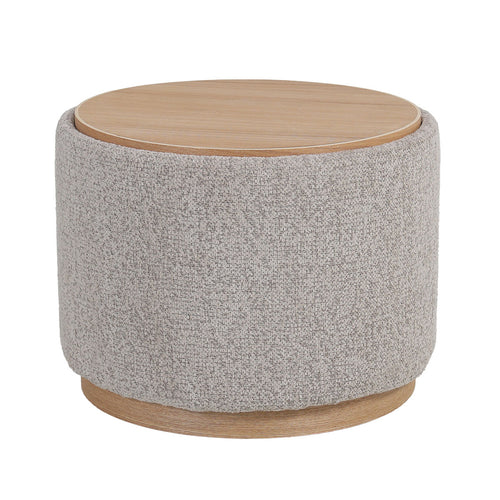 DÉJA Living Salontafel Marcia – Rond – Met Opbergruimte – Essen Fineer – 55x55x42 cm – Taupe/Naturel