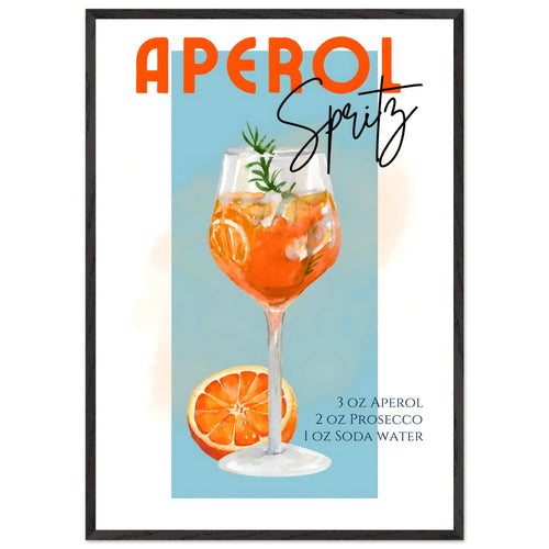 Artfulprints Poster met Lijst Aperol Spritz - Blue   - 70x100 cm - Blauw