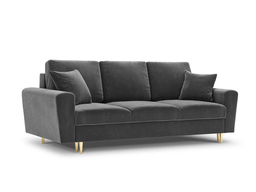 Cosmopolitan Design Slaapbank met opbergdoos Kyoto 3-zits, flueel, lichtgrijs - 100x235x88cm