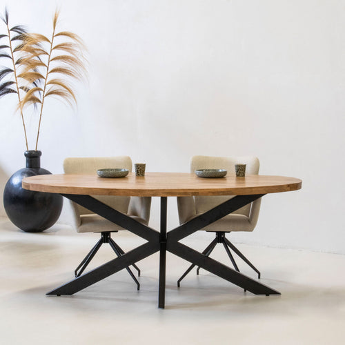 Giga Meubel Eettafel Mansour - Naturel Hout - 180x100x76cm
