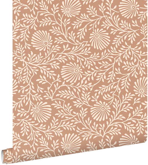 ESTAhome behang vintage bloemen terracotta roze - 50 x 900 cm - 131517 - vtwonen shop