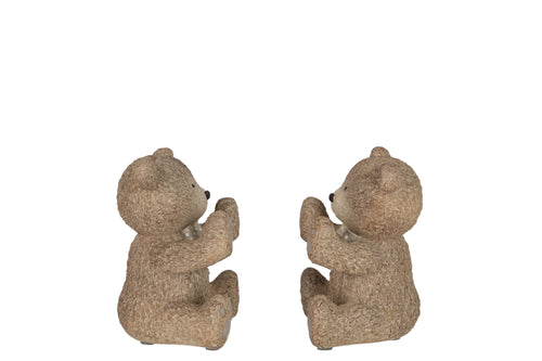 J-Line boekensteun Teddy – polyresin – lichtbruin - 2 stuks - vtwonen shop