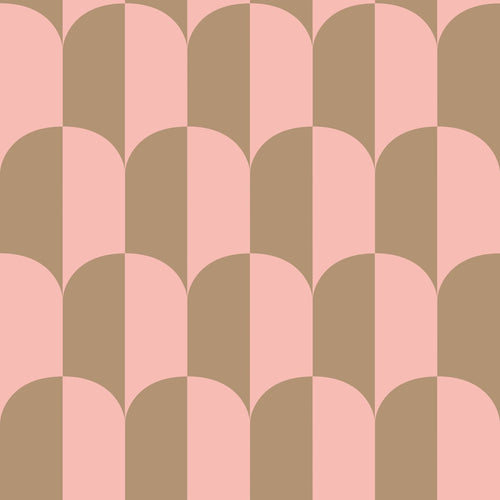 ESTAhome behang art deco bogen roze en beige bruin - 50 x 900 cm - 139984 - vtwonen shop