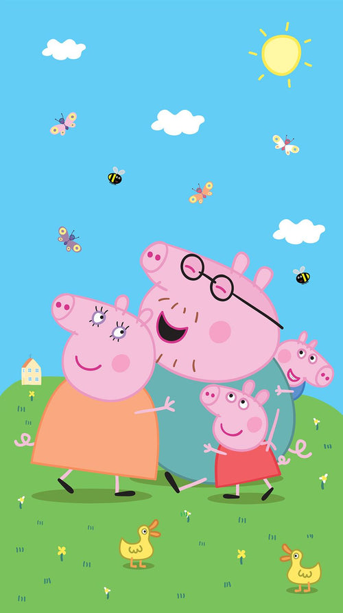 Sanders & Sanders fotobehang Peppa Pig groen, blauw en roze - 270 x 150 cm - 601232