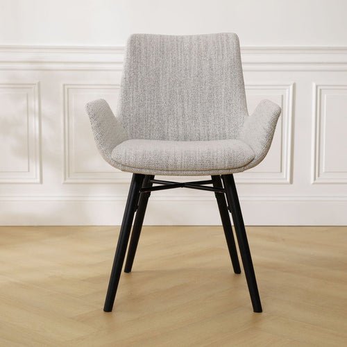 Nolon Nena-Eef Eetkamerstoel Beige Gemêleerd - Zwarte Houten Poten - vtwonen shop