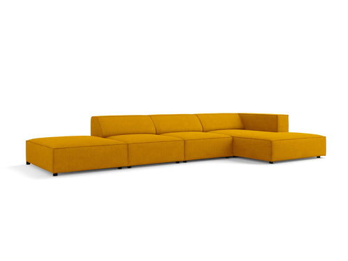 Cosmopolitan Design rechter hoekbank Arendal 5-zits, chenille met ribbeleffect, mosterd - 166x341x70cm