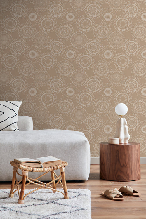 ESTAhome behang bloemen donker beige - 50 x 900 cm - 139823 - vtwonen shop