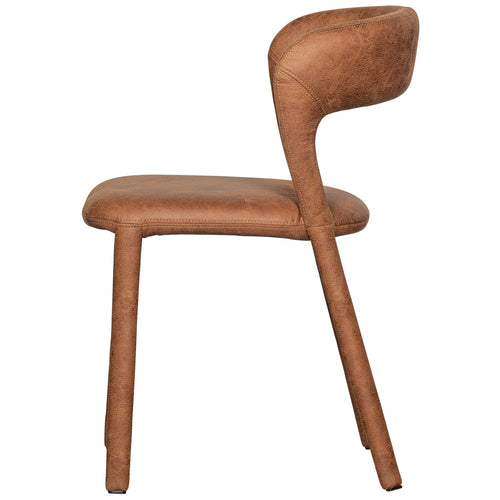 WOOOD eetkamerstoelen Noble - Leerlook - Cognac - Set van 6