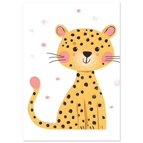Artfulprints Poster Kleine luipaard   - A4 21x29.7 cm - Geel