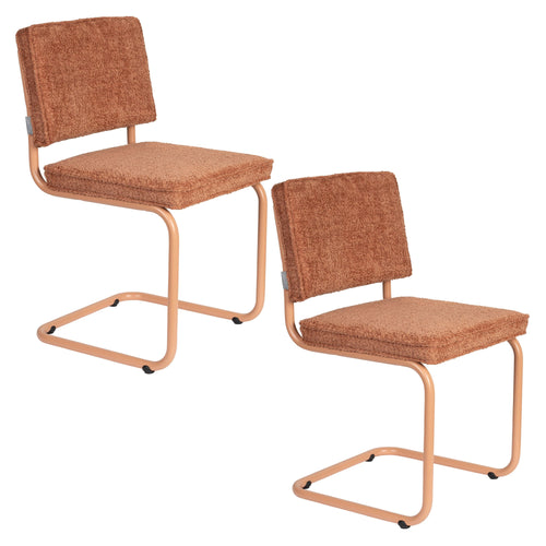Zuiver Ridge Soft Eetkamerstoelen  Terracotta - Set van 2 - vtwonen shop