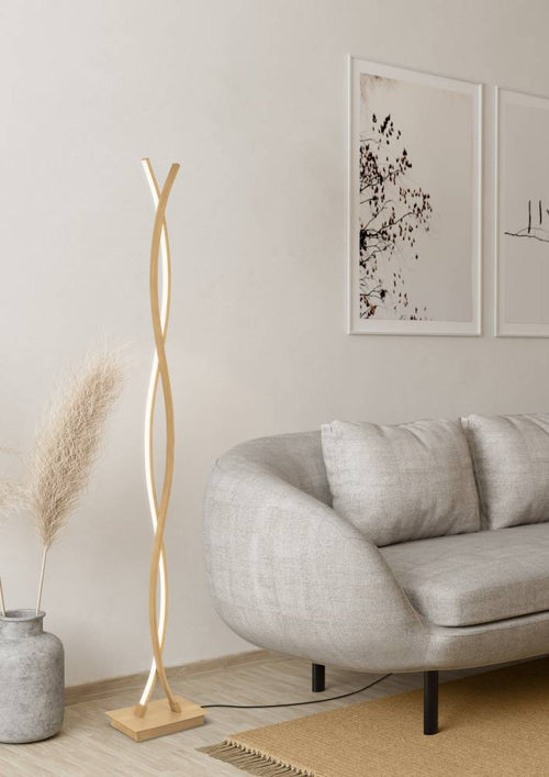 EGLO vloerlamp Lasana 4 - led - 143 cm - lichtbruin/wit - vtwonen shop