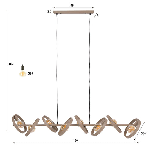 Giga Living Hanglamp Hover - Beige Metaal - 160x40x150cm