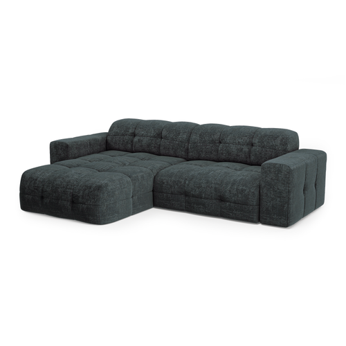 Sia Home - Linkerhoekbank MAEL - gewaafd fluweel antracietgrijs 230cm