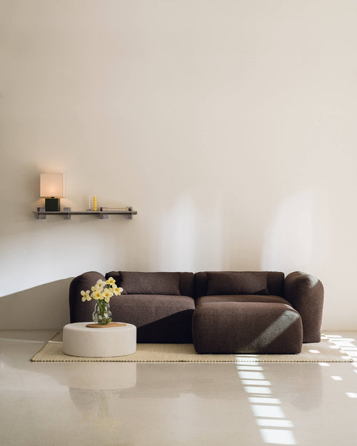 noo.ma Yaro 3-zits slaapbank - Chocolate Brown Bouclé, 140x200 cm slaapfunctie