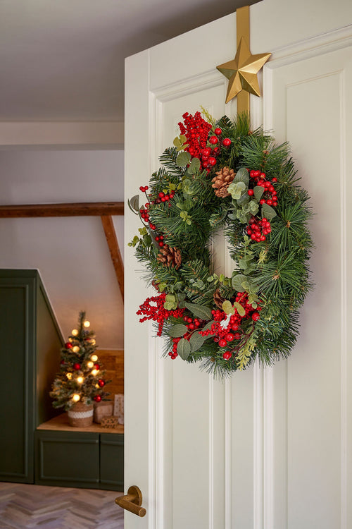 Mica Decorations Harvey Kerstkrans met Dennenappels - H11 x Ø40 cm - Rood - vtwonen shop