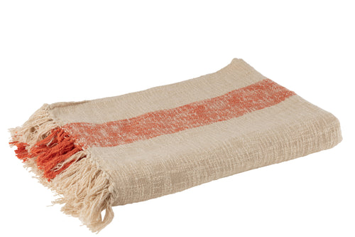 J-Line Plaid Emma - katoen - oranje - 210 x 140 cm - vtwonen shop