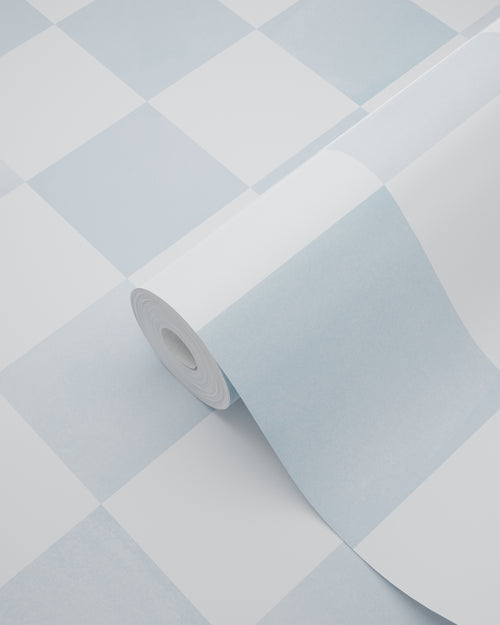 ESTAhome behang geblokt motief blauw - 53 cm x 10.05 m - 131286