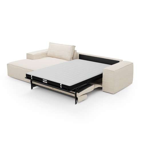Sia Home - Hoekbank met slaapfunctie (links) JOAN - corduroy crème 302cm