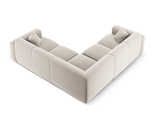 Cosmopolitan Design Hoekbank Nolio 5-zits, flueel lichtbeige - 252x252x72cm