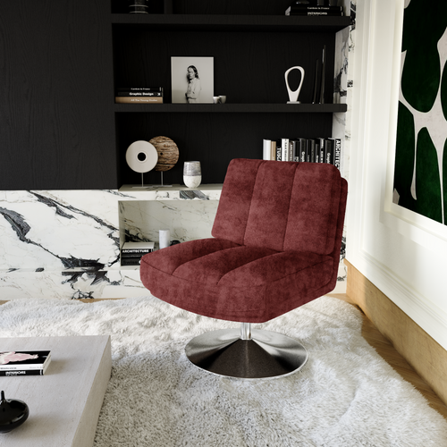 Sia Home - Fauteuil TIMELESS - Fluweel met structuur - Bordeaux - 60.7cm