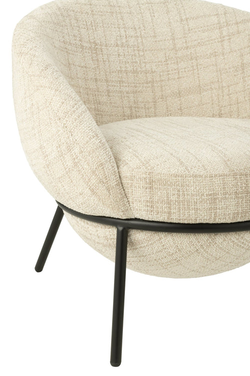 J-Line loungestoel + poef - ijzer - beige/zwart
