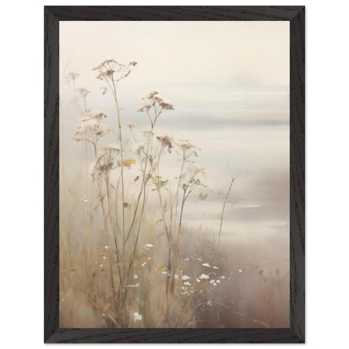 Artfulprints Poster met Lijst Foggy flowerfield 2   - 30x40 cm - Taupe