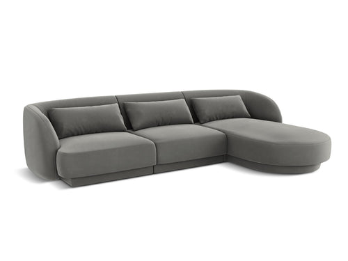 Cosmopolitan Design rechter hoekbank Tulum 4-zits, flueel, lichtgrijs - 156x255x70cm