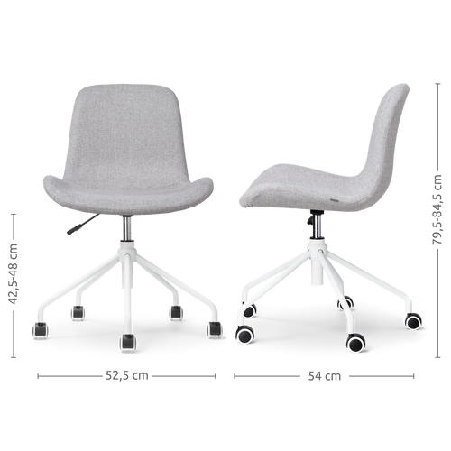 Nolon Nout-Fé Bureaustoelen Set van 2 - Lichtgrijs - Wit Onderstel